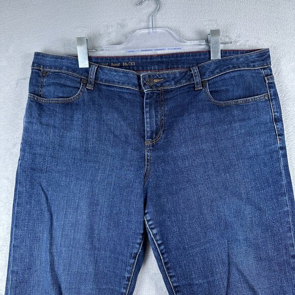 Talbots Signature Bootcut Jeans Womens Size 16/33 Medium Wash Frayed Hem Blue - Picture 3 of 12